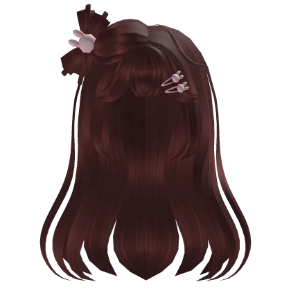 cute wavy hair with bunny clips in red