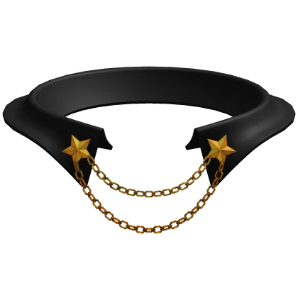 Black Emo Collar w/ Golden Star Chains
