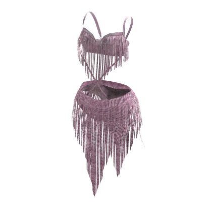 ʚ♡ɞ VS Hadid Fringe Pink Bikini Set 