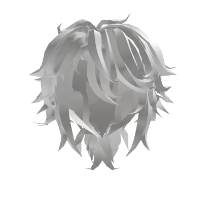 Fluffy White Hair w Low Ponytail