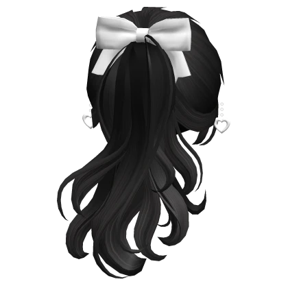 Valentines Ponytail w/ Bow & Earrings in Black