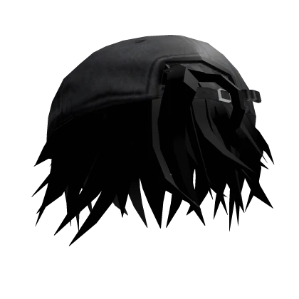 Messy Anime Boy Hair w Y2K Hat (Black)