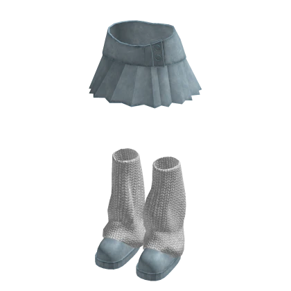 blue belted leather skirt + leg warmers & shoes 