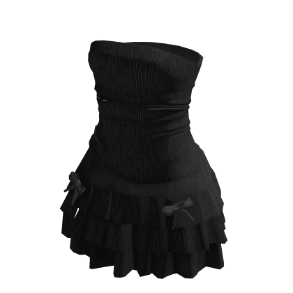 black ruffled dress with bows