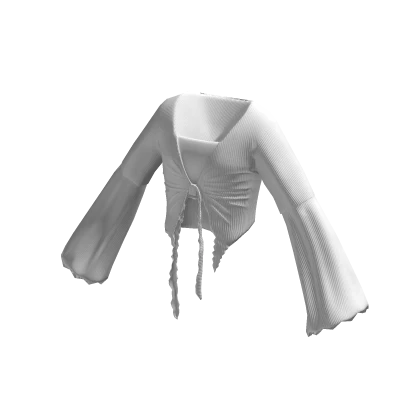 Wavy Ruffle Tied Top White