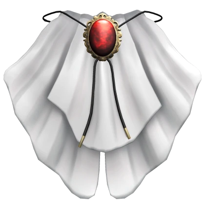 White Jabot Ruffle with a Red Gem 1.0