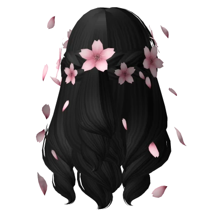 Spring Cherry Blossom Half up Black Hair