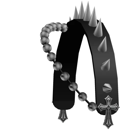 black emo spiked cross beaded headband