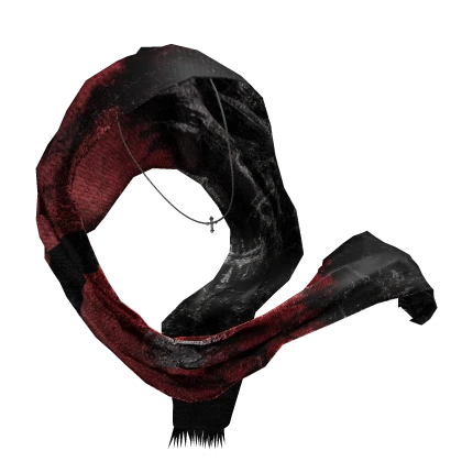 Red Long Hood Scarf w/ Cross