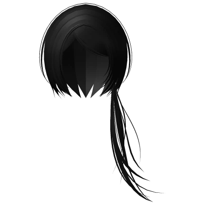 ♱ windy emo low wispy side pony w side bangs black