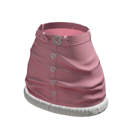 Fur Trim Skirt - Baby Pink