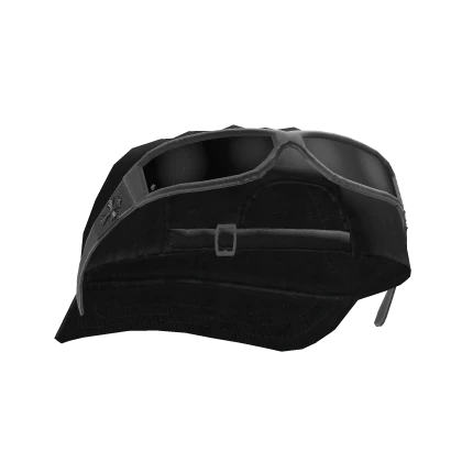 Backwards Distressed Black Hat w Chrome Glasses