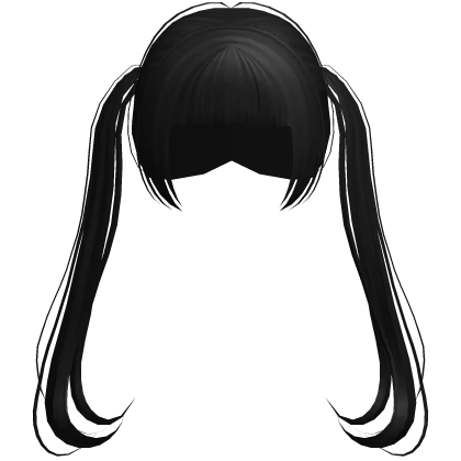 ꒰♡꒱ kawaii sweet long black pigtails