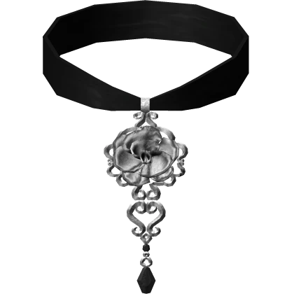 Vampire Rose Silver Choker