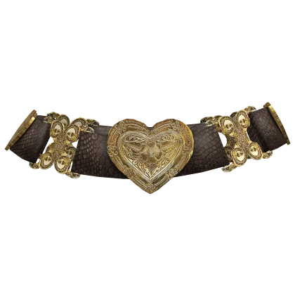 Brown Vintage Chunky Gold Heart Belt