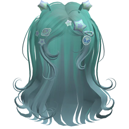 ♡ Alien Star Girl Hair w/ Charms (Teal)