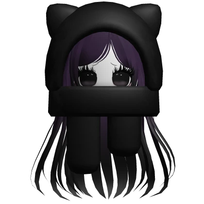 ♡ moe hair w oversized kitty hood purple/black