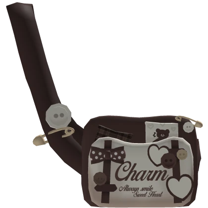 cute brown harajuku igari charm bag w/ buttons! 