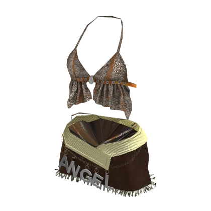 ʚ♡ɞ Y2K Two-Piece Brown Orange Sequin Outfit