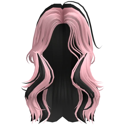 ♡ long layered wavy hair (black n pink)
