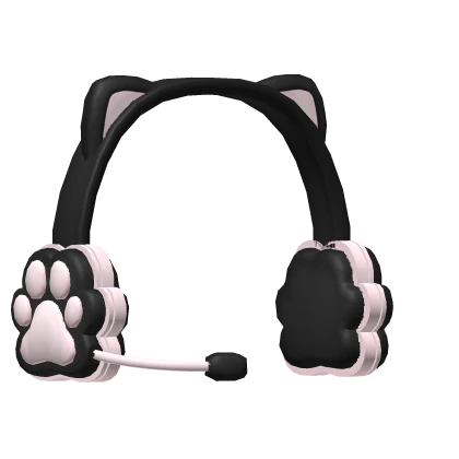 ♡ : kawaii black kitty paw gamer headphones 