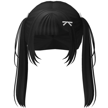 ♡ cutecore coquette long pigtail w/ ribbon black