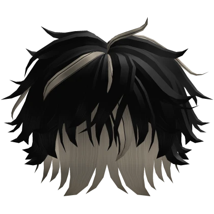 Black w Grey Messy fluffy Part Anime Boy Hair