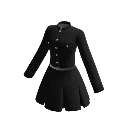 Vintage Black Blazer Crop w Pleated Skirt