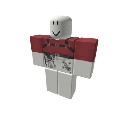 🖤🌸Goth top Red w Harness - Abs man