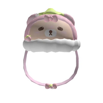 kawaii pink strawberry tan bear hat