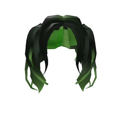  Black and green hair with pigtails