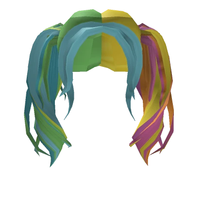  Rainbow hair with pigtails