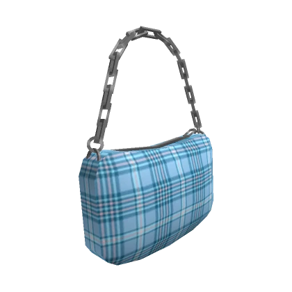 Light Blue Plaid Chain Purse