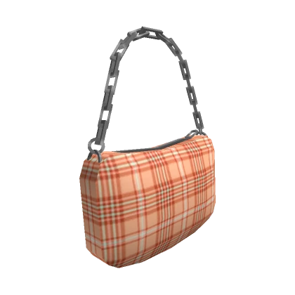 Orange Plaid Chain Purse