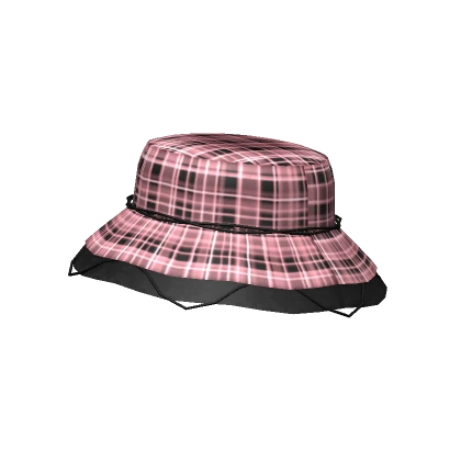 Plaid Trendy Hat (Black & Pink)