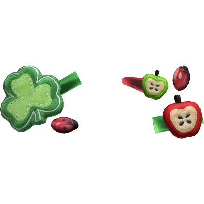 Igari Hairclips Mori Kei Apple Ladybug Clover