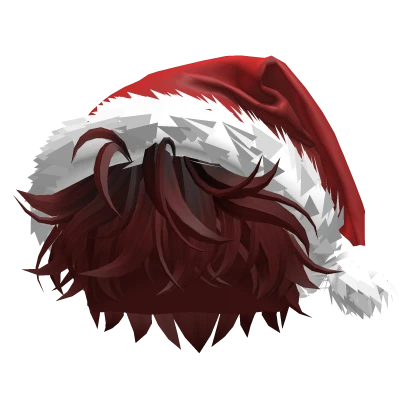 Dark Red Messy Hair w/ Santa Hat