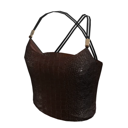 2000's Crocodile Cropped Top in Brown
