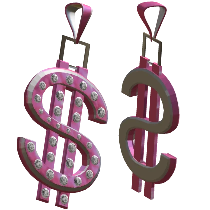 Pink Cute Y2K Diamond McBling Dollar Sign Earrings