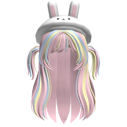 Cute bunny beret with cotton candy long hair 🐰