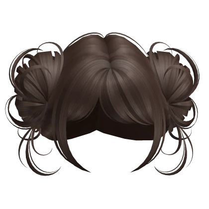 wispy twin buns y2k hairstyle in brown