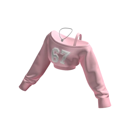 67 Cropped Off Shoulder Shirt Pink Necklace
