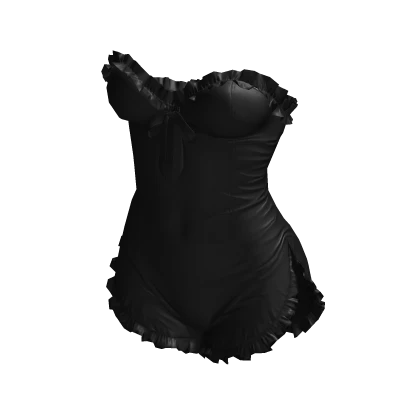 Y2K Lace Trim Bow Skirt Black [JEYS]