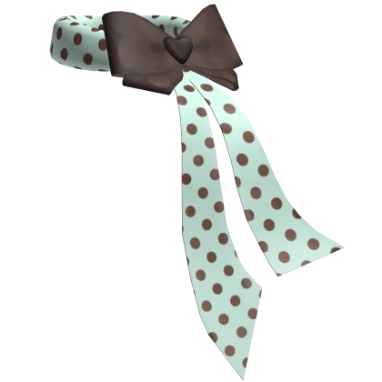 Mint Chocolate Polkadot Long Ribbon Necklace