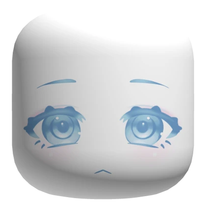Pastel Blue  Rose Eyes Cute Chibi Face - White