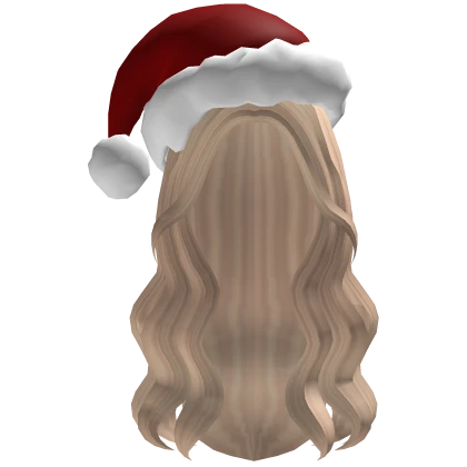 Wavy Blonde Hair w/ Christman Santa Hat