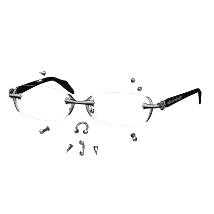 Chrome Silver Rimless Glasses w/ Piercings