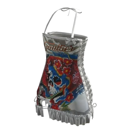 Y2K Punk Skull Dress | Tropical White