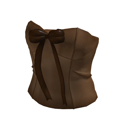 Brown Classic Corset Top With Brown Bow Ribbon