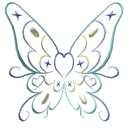 Heart Butterfly Wings Blue and Green